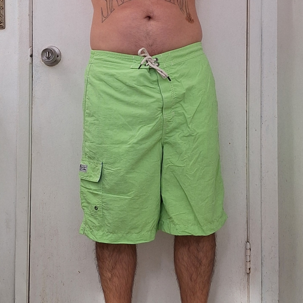 Polo Ralph Lauren Men's Mesh Lined Swim Trunks Logo Lime Green Size L